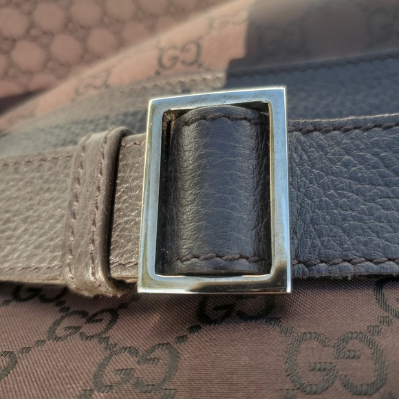 Vintage Authentic Gucci Brown Canvas Fabric GG Travel Bag Italy LARGE - Picture 10 of 14